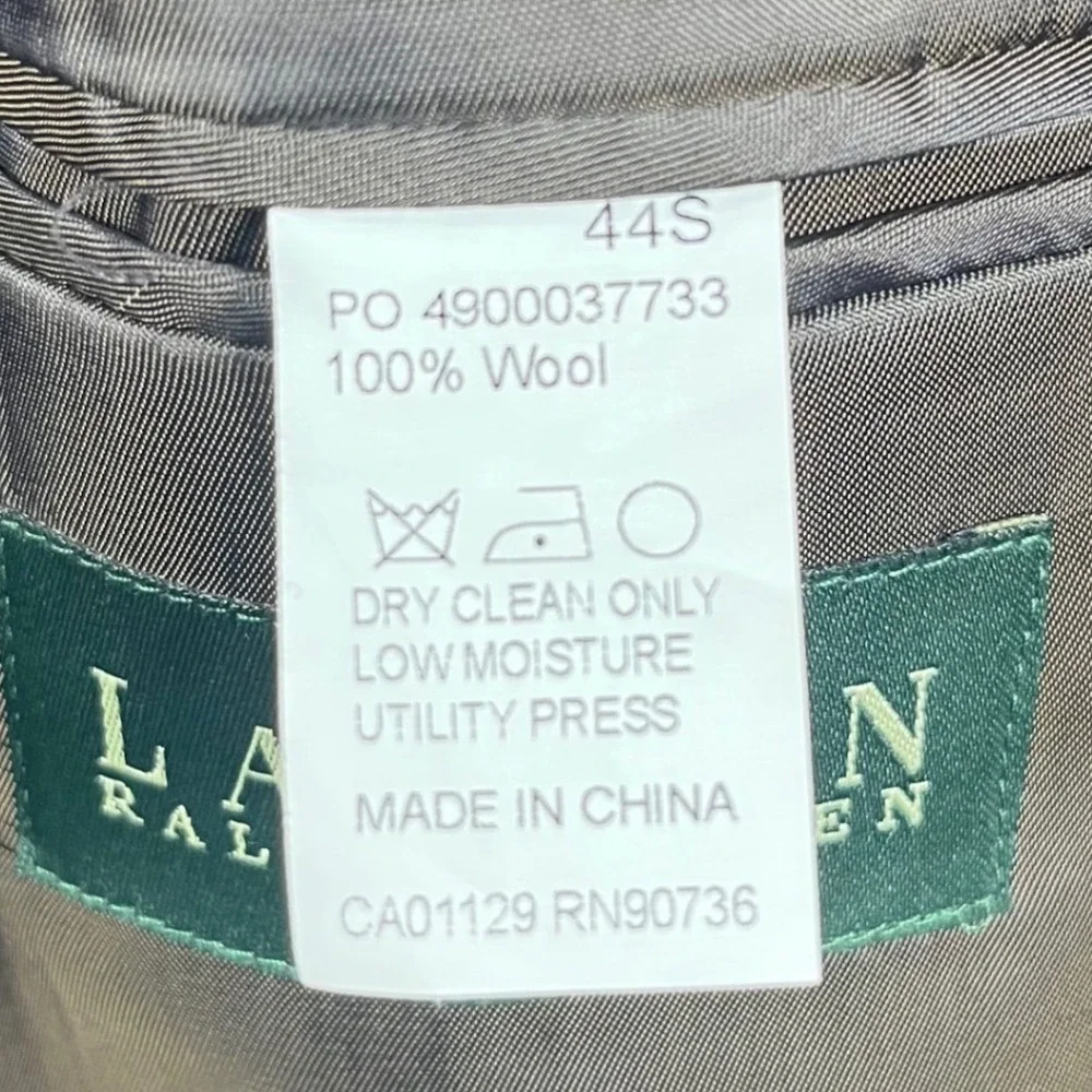 Ralph Lauren Sport Coat Mens 44S Brown Herringbone Windowpane 100% Wool Blazer